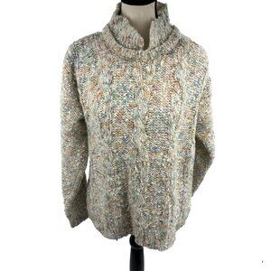 Sakura Womens Vintage Cable Knit Sweater Confetti Yarn Turtleneck Size S Wool